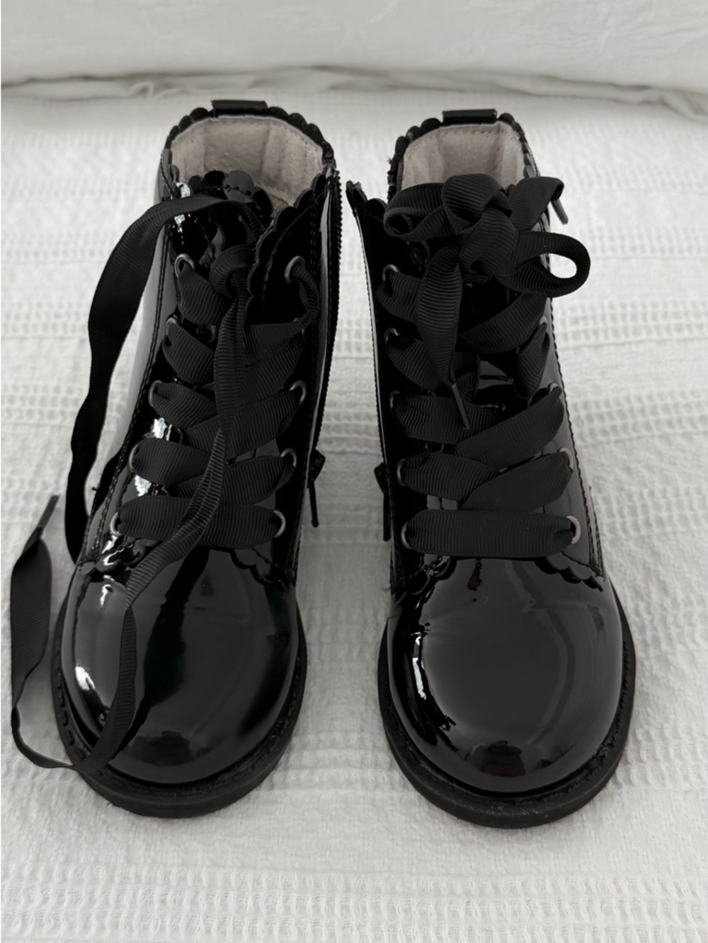 Josephine Scallop Boot Patent Lace-Up Ankle Boots for size 8 girls